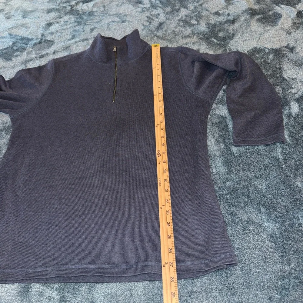 Banana Republic Mens Quarter Zip Pullover Medium Navy Blue 100% Cotton